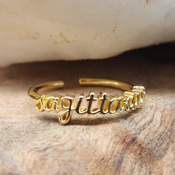 Astrology Horoscope ZODIAC SAGITTARIUS 14K Gold Plated Ring Birthday Gift - Picture 2 of 9
